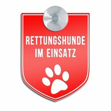 Rettungshunde im Einsatz,Graviertes Schild,Sauger für Auto,KFZ,Auto,7x9cm