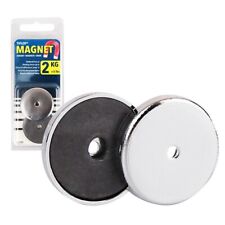 Starker runder Magnet, Rundmagnet 2 kg Haftkraft, mit Chromblende, 2 Stück / Set