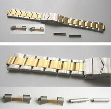 EDELSTAHLARMBAND OYSTER-Design BICOLOR Gerader und Rundanschluß / Rundanschlag