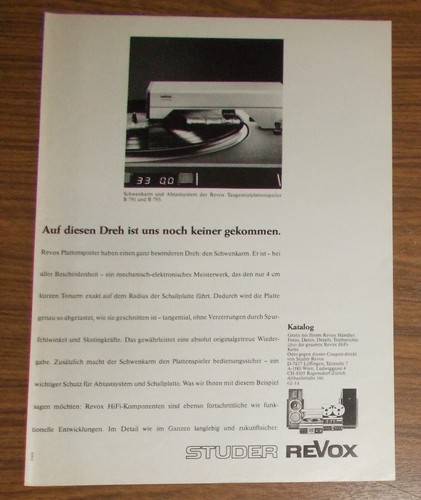 Seltene werbung vintage revox - seltene,