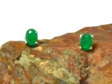 Oval Smaragd Sterling Silber 925 Edelstein Ohrringe / Ohrstecker -  5 x 7 mm