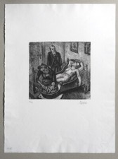 August Wilhelm Dressler Die Geburt Radierung um 1955 handsigniert und nummeriert