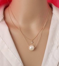 Halskette Perle Kristall Gold