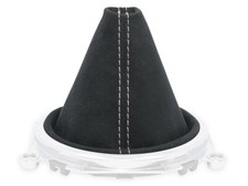 SCHALTMANSCHETTE FUR AUDI TT 8J 06-14 SCHALTSACK ALCANTARA SCHWARZ NAHT WEISS