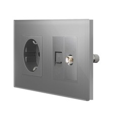 Schuko Steckdose LAN Netzwerk SAT Dose Wandsteckdose Glasrahmen UP LUXUS-TIME