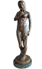 Antike Bronzefigur um 1900 - Nackte Junge Frau / "Eva", signiert