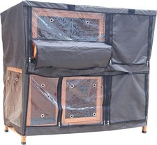 BUNNY BUSINESS Deluxe Kaninchenstall Abdeckung mit Schiebeschalen und Heuraufe... 