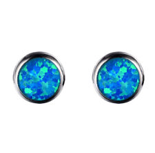 Opal 925 Silber rund Blau Ohrstecker Ohrringe Ohrschmuck Damen Geschenke