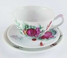 AW Vintage Teegedeck handgemalt Ostfriesische Rose mit Reliefarbeiten 3tlg