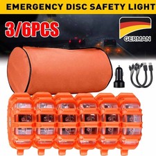 3/6x LED Warnblinkleuchte Pannenleuchte Unfalllicht rotierend wiederaufladbarer