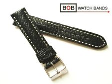 BOB ECHT HAIFISCH FLIEGERUHR LEDERUHRBAND SCHWARZ kompatibel mit Breitling 20 mm