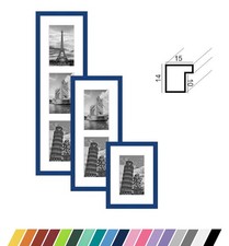 Collage Holz Bilderrahmen  "PINO" Galerie mit Passepartout für 1 - 3 Fotos