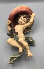 Großer Kardinalsengel Holz Engel Woodcarving Color Ahorn Figur Putto Putte 30cm