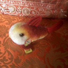 Vintage Steiff Stofftier Flossy mit Fähnchen, Knopf und Zettelchen unbespielt