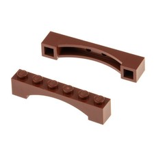 2x Lego Bogenstein 1x6x1 rot