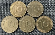 BRD Deutschland 10 Pfennig 1990 A, D, F, G, J Konvolut komplett Originalbilder