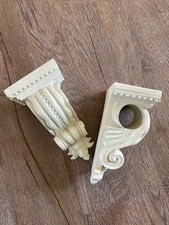 Gardinenstangen Halterung - Schmuckkonsole - Wandkonsole mit Loch - beige