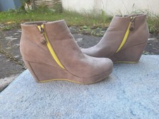 S'Oliver Stiefelette, Keilabsatz, Beige, Neon-Gelb