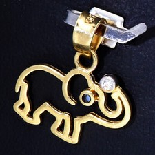 Feiner Anhänger 585 14K ECHT GOLD Elefant Zirkonia Goldanhänger NEU SCHMUCK