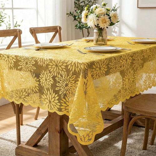 Spitze jacquard blumen gelb - jacquard,