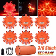 3/6 Stk LED Warnblinkleuchte Pannenleuchte Unfalllicht rotierend USB & Batterien