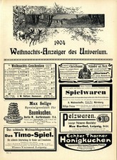 Timo-Spiel, Leipzig Pelzwaren Thorner Honigkuchen Husumer Tabakfabrik  v.1904
