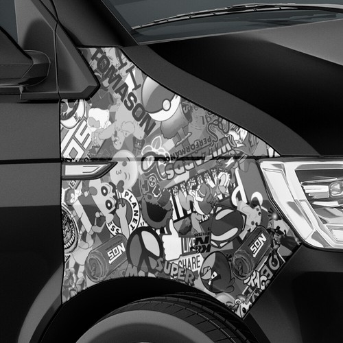 Stickerbomb auto folie - stickerbomb, auto-folie
