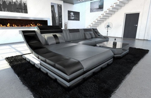 Ecksofa ledercouch sofa led - ledercouch,