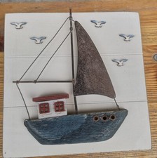 Bild Holzbild Boot Schwemmholz