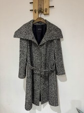 MARCONA Schurwolle & Mohair Luxus langer Fischgrät Trench Duster Mantel Größe 12
