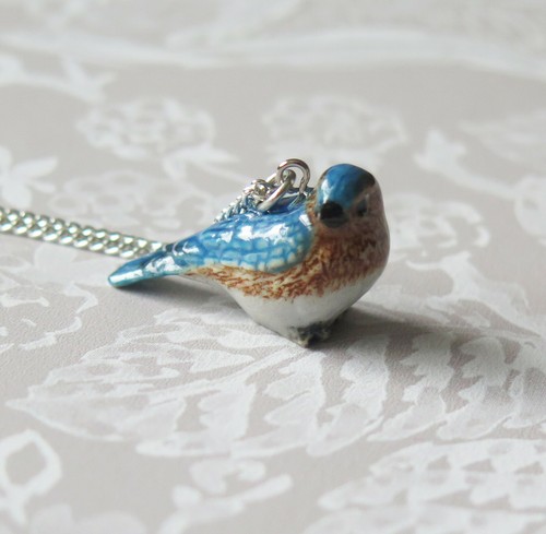 Bluebird porzellan anhänger - bluebird,