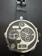 Diesel DZ-7125 Herrenuhr Only The Brave Armbanduhr 4 Uhrzeiten Lederarmband 57mm