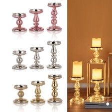 LED beleuchtete Glas Kerzenständer Gold Silber Rose Kerzenhalter Stumpenkerzen
