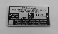 Typenschild Simson S51/1