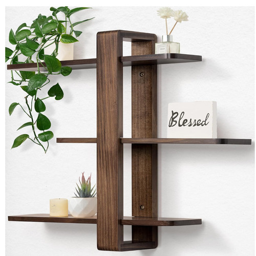 Wandregal holz walnuss - wandregal,