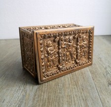 schöne massive alte Erhard & Söhne Jugendstil Schmuckschatulle mit Putten Relief