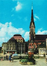 14-C102 Ansichtskarte Karl-Marx-Stadt Opernhaus & Petrikirche Chemnitz Sachsen
