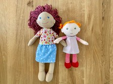 2 Haba Puppen weich Stoffpuppe Mädchen ca. 26cm / ca. 38cm - guter Zustand