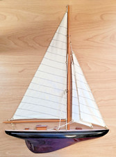 Segel-Boot Schiffsmodell Holz / Stoffsegel maritime Deko