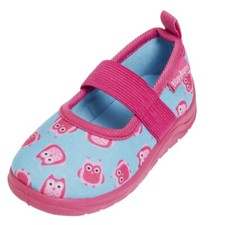 Playshoes Kinder Hausschuh Eulen türkis-pink 201811 Gr.22-33
