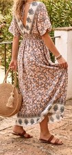 Damen Kleid Maxikleid Blumen