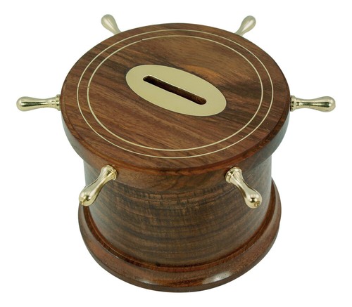 Spardose steuerrad holz - spardose, "steuerrad",