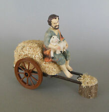 Hirte mit Lamm auf Strohwagen