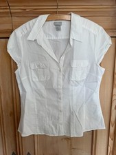 H&M Damen Bluse Kurzarm Weiß