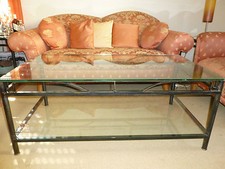 Salontisch, Couchtisch, Stahl, Natur, Klarglas Rechteckig