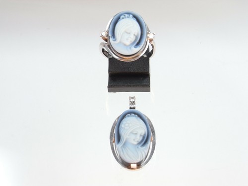 Kamee diamant set 585 ring - wg,