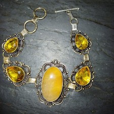 Siber Armband 925Silber  Citrin Achat Armband Edelsteine Antik SchmuckSilber