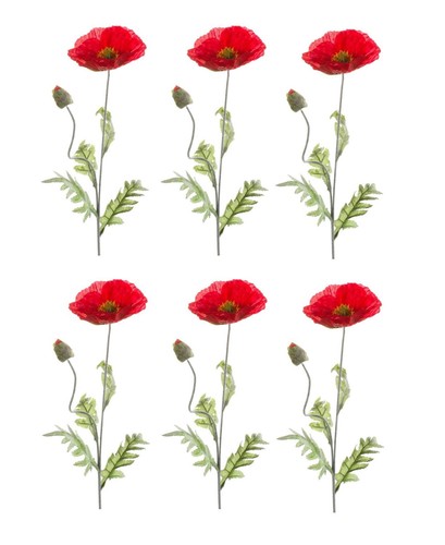 6er set künstliche mohnblumen - 6er,