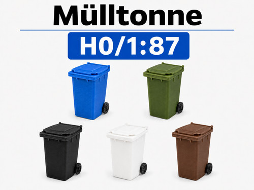 5x mülltonne - h0/1:87,