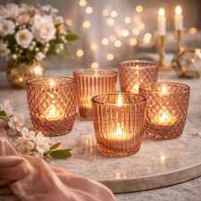 6 Teelicht Halter Glas